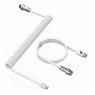 MAMBASNAKE C01 Coiled Keyboard Cable, Pro Custom USB-C Aviator Cable for Mechanical Keyboard, Type-C to USB-A, TPU Spring Cable with Detachable Metal Aviation Connector for PC Gaming Keyboard-White